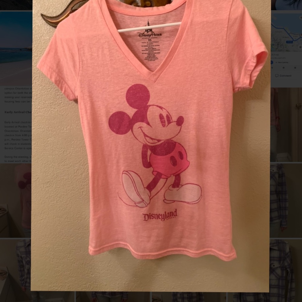 Pink Disneyland Mickey Mouse Vneck Shirt XS/S